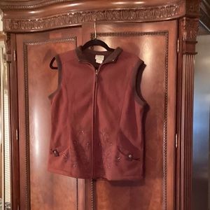 Country flair. Embroidered and embellished fleece vest.
